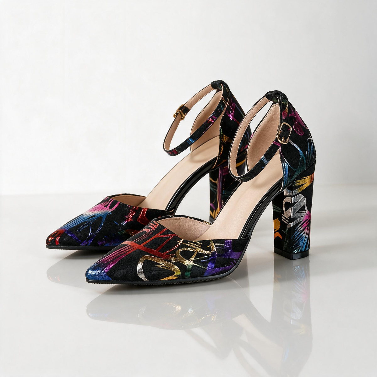 Renaissance Painted Suede Heels