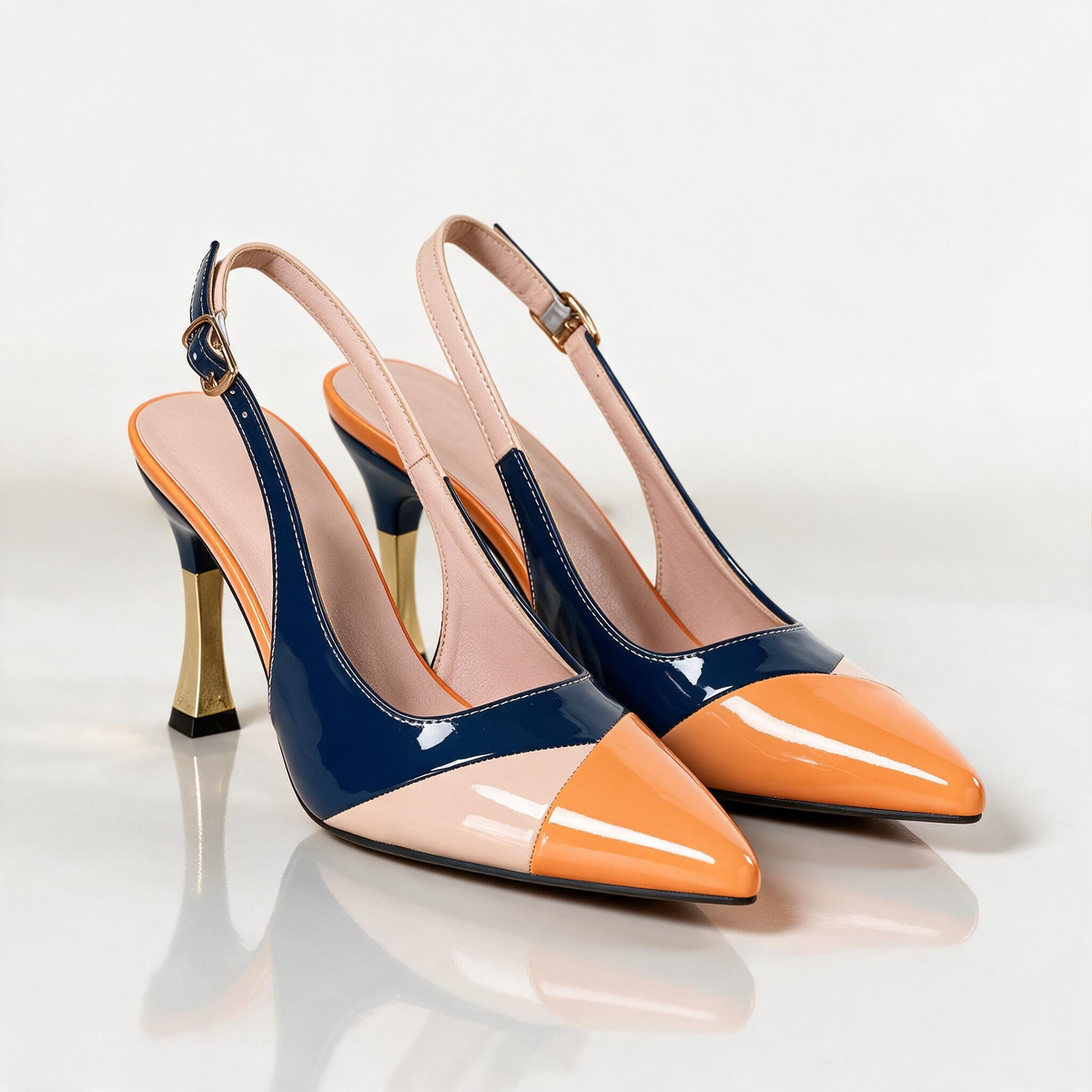 Milano Color-Block Slingback Heels