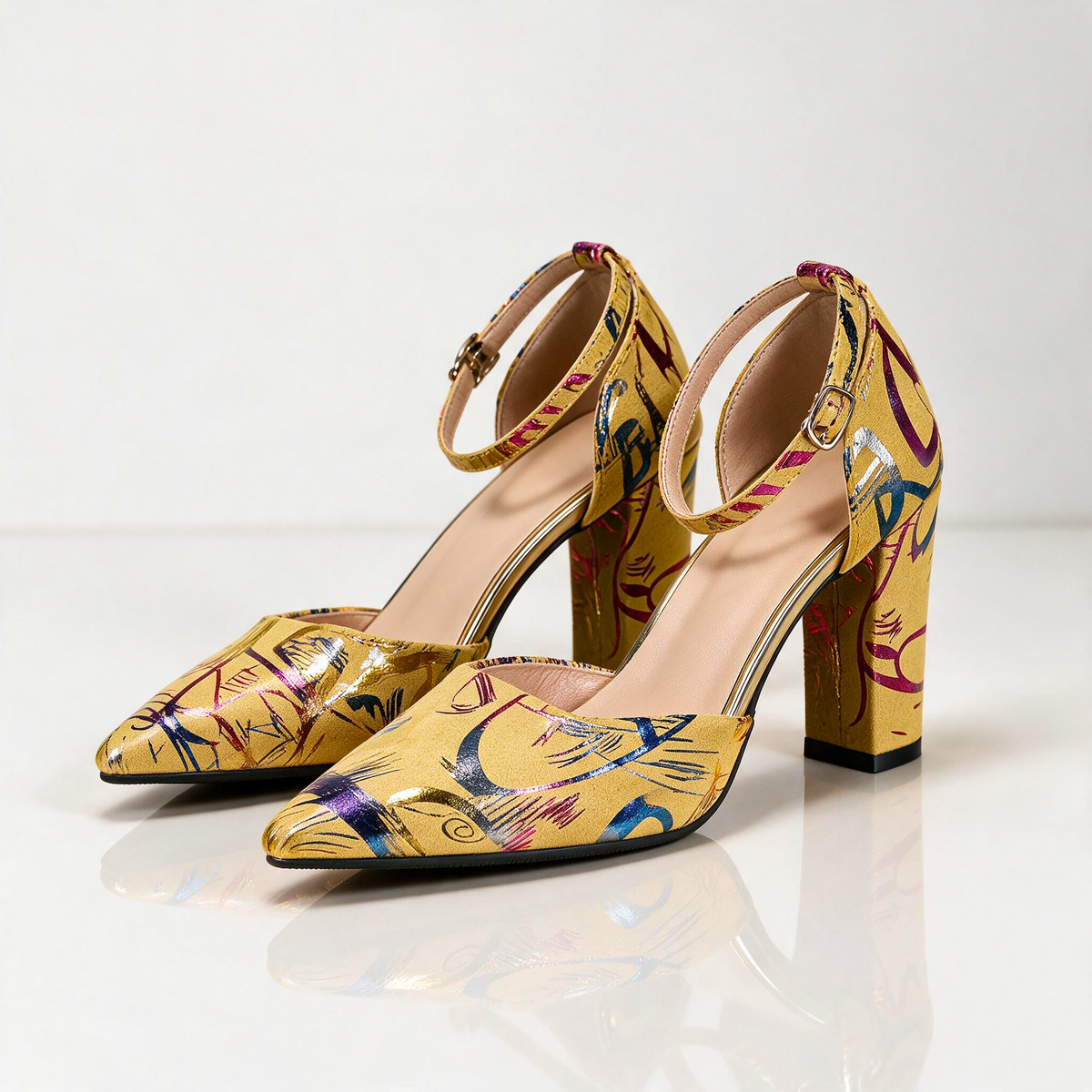Renaissance Painted Suede Heels