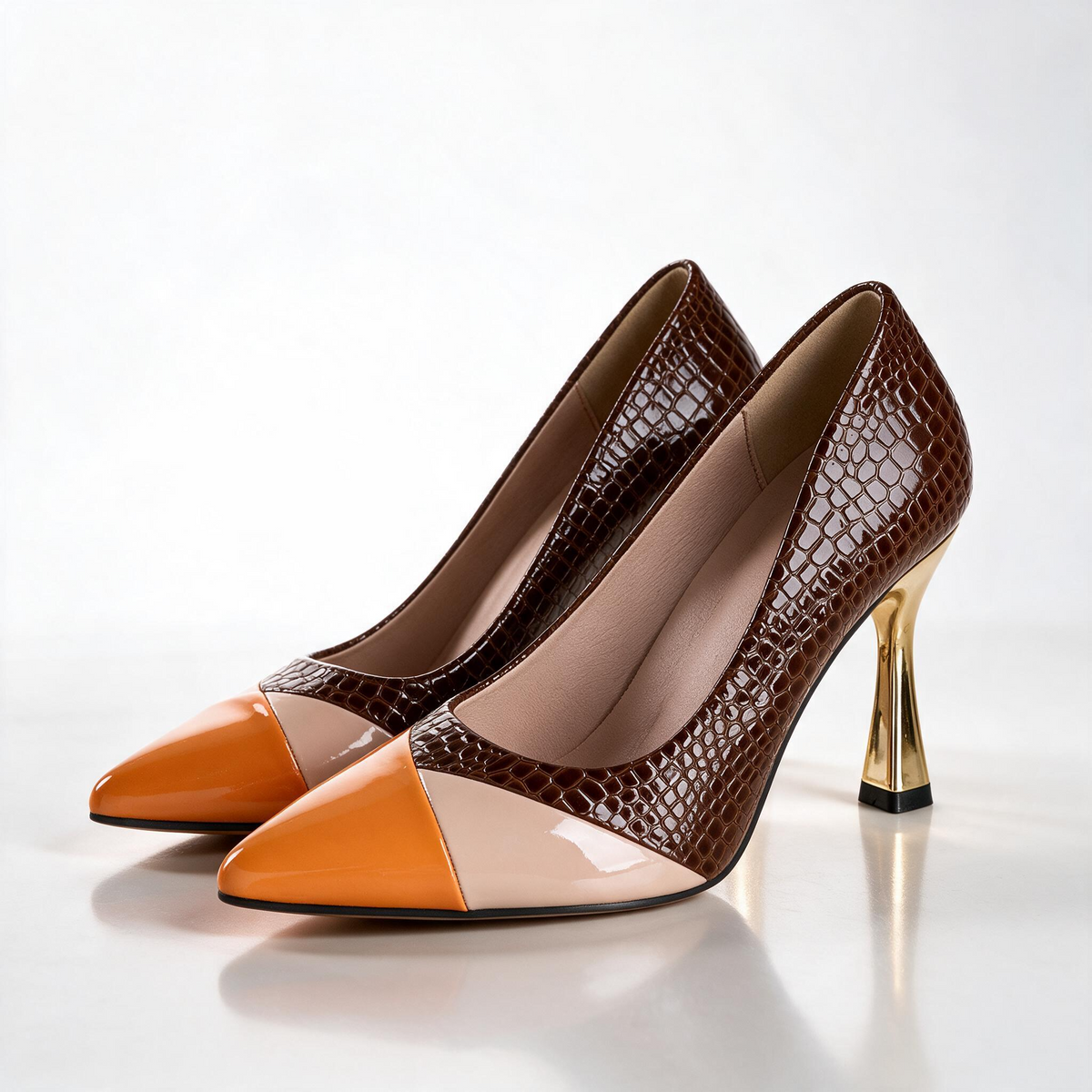 Seville Reptile Gloss Flared Heels