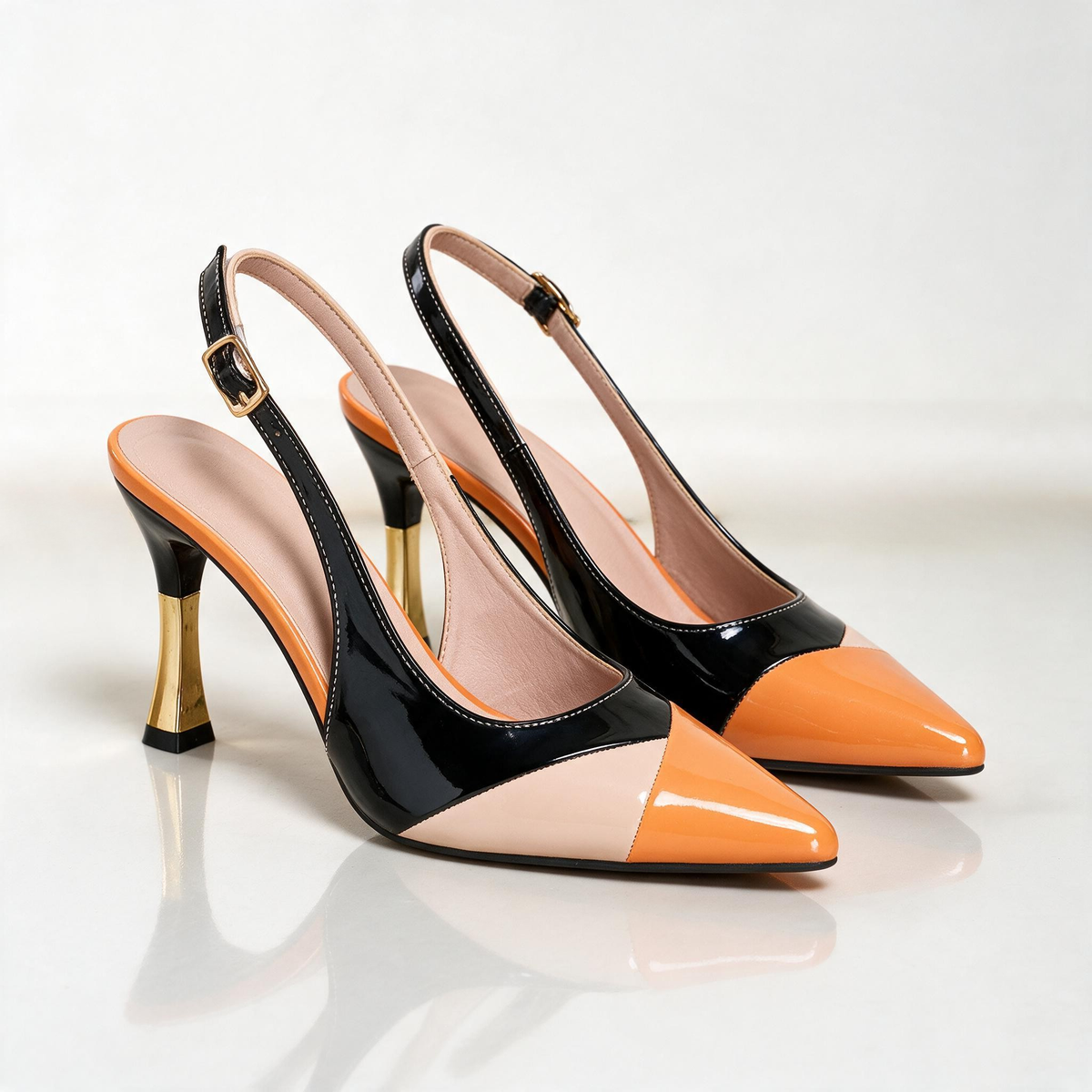 Milano Color-Block Slingback Heels