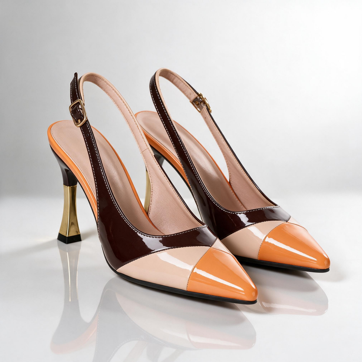 Milano Color-Block Slingback Heels