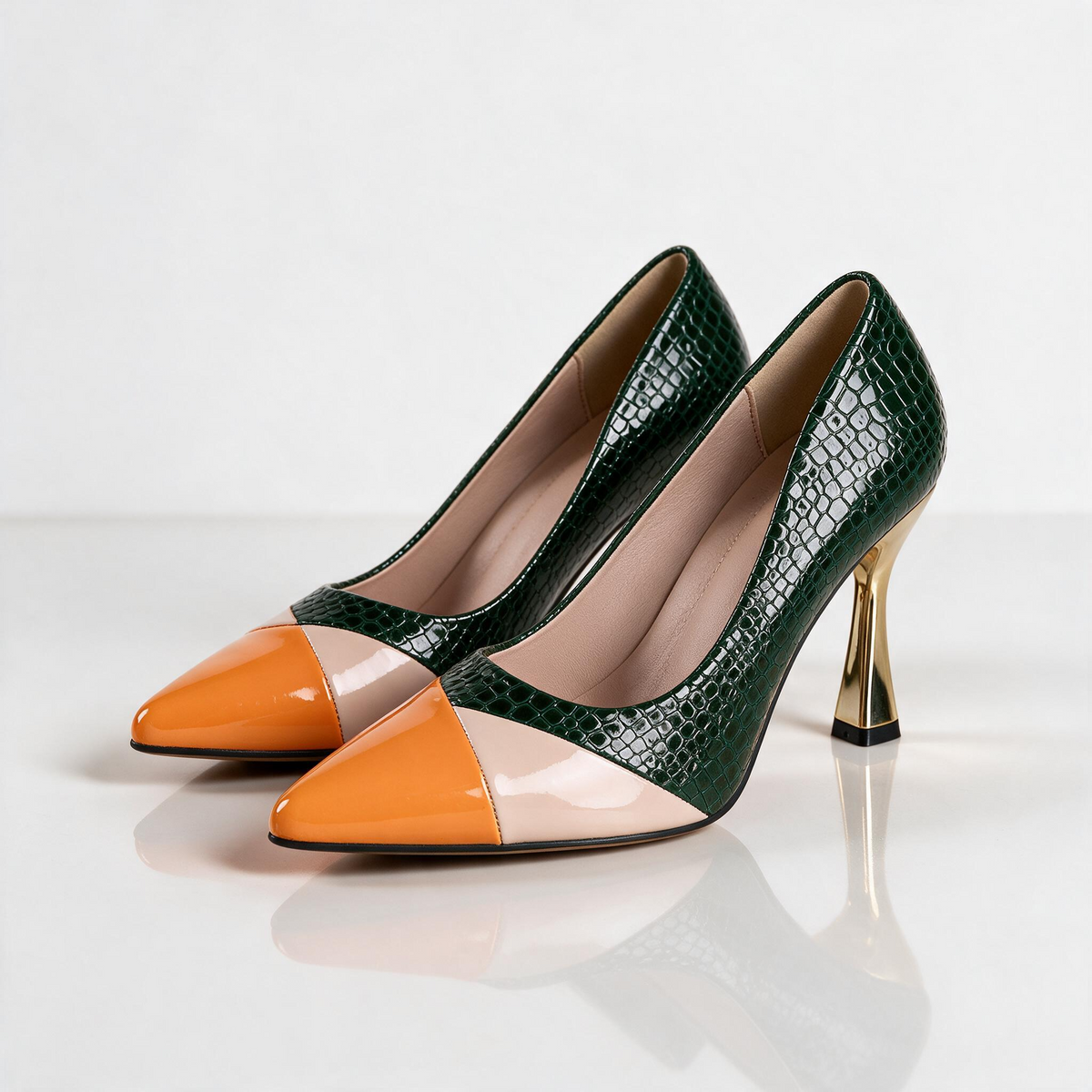 Seville Reptile Gloss Flared Heels