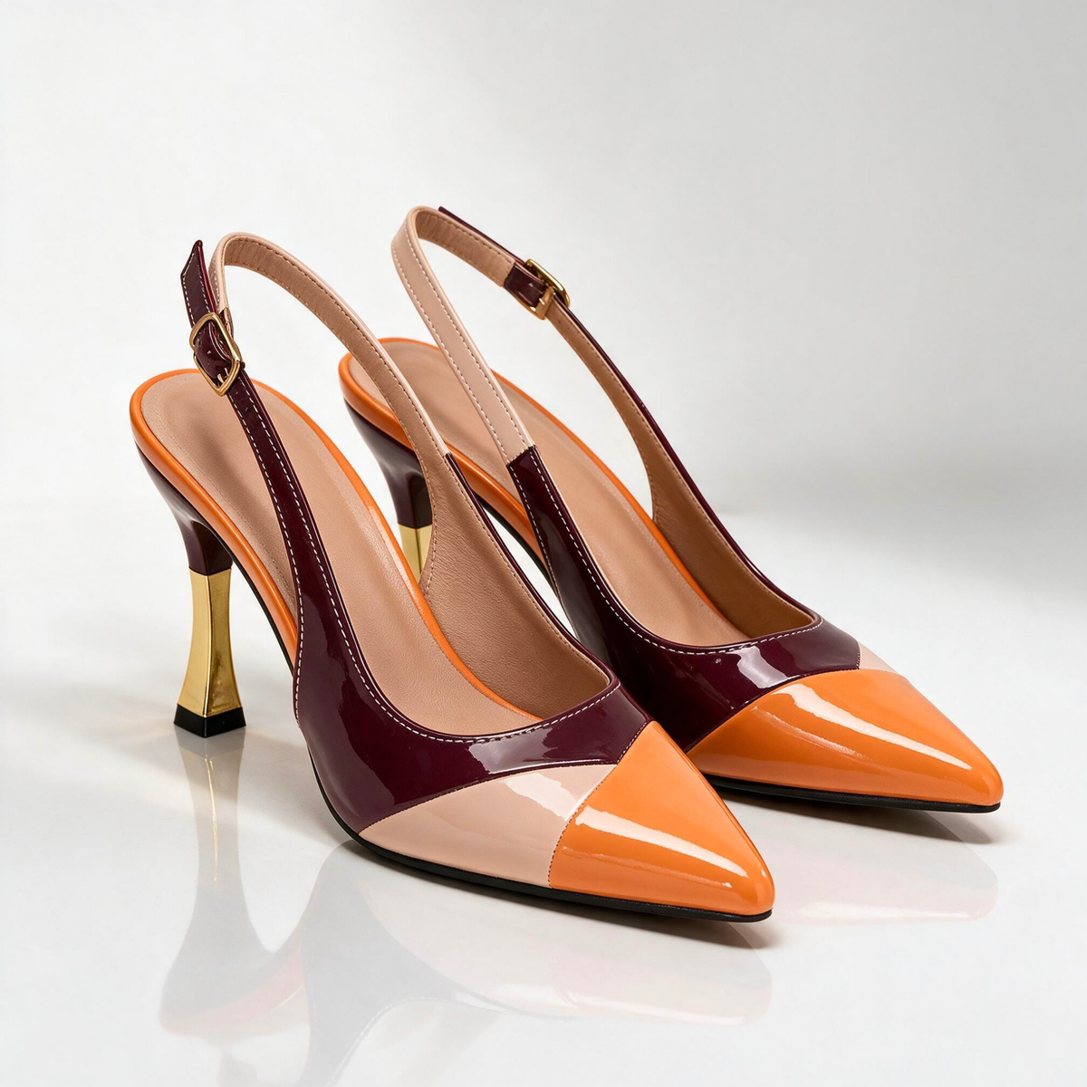 Milano Color-Block Slingback Heels