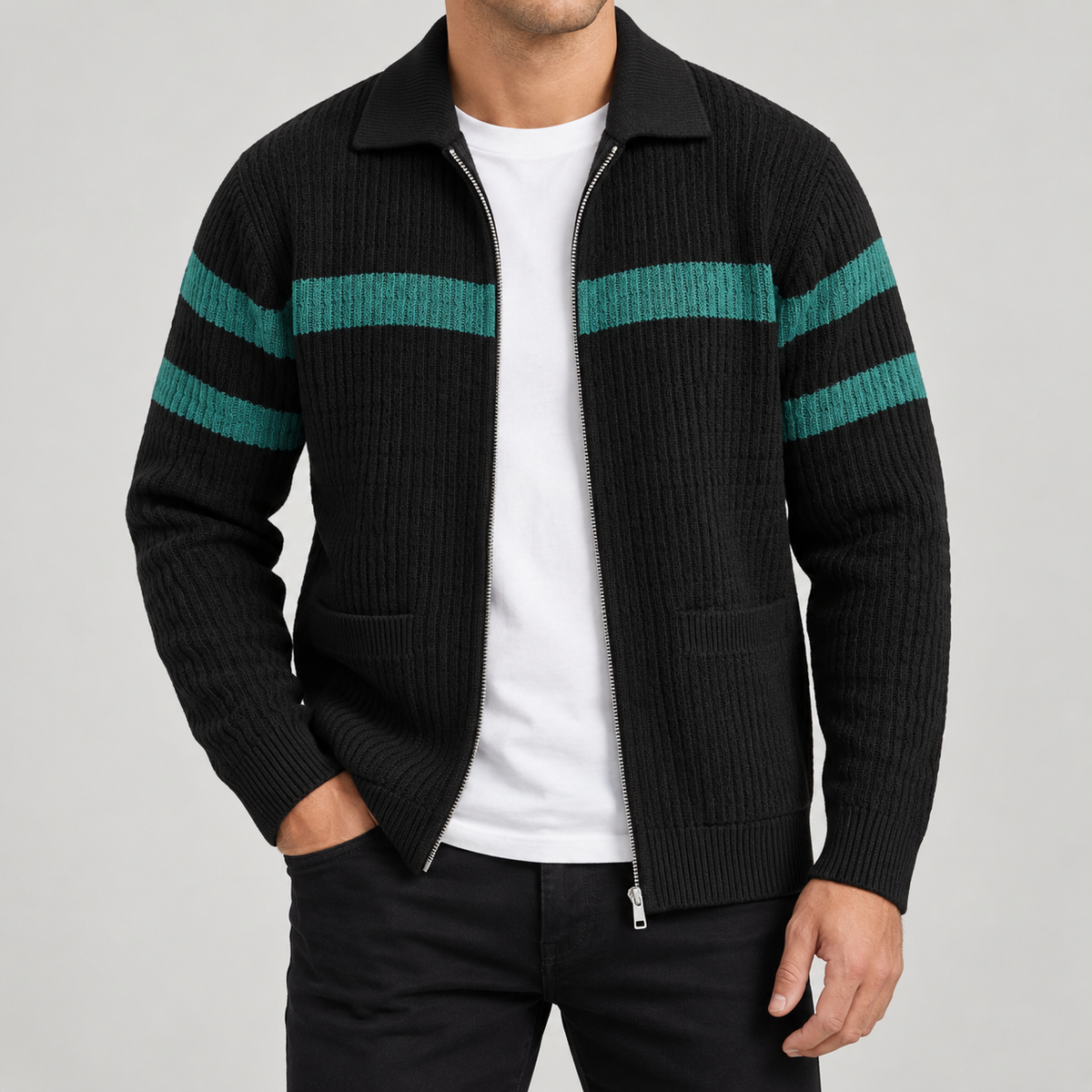 Rowan Striped Zip Cardigan