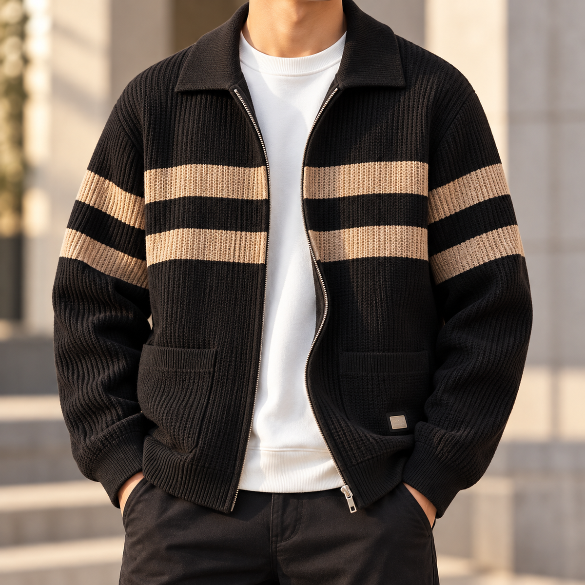 Rowan Striped Zip Cardigan