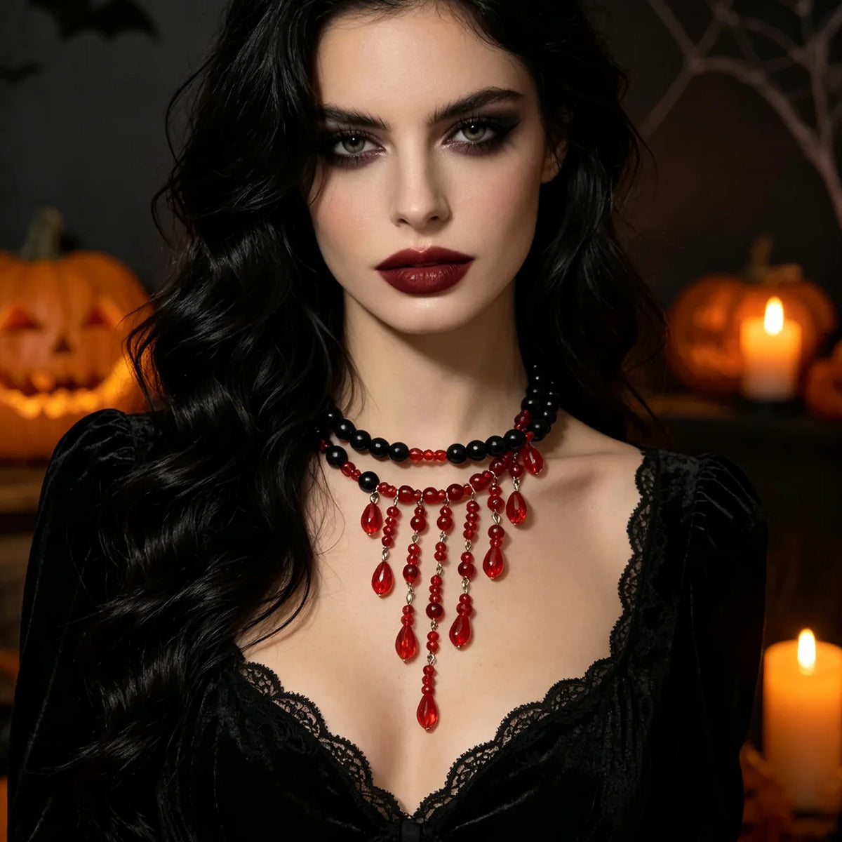 Midnight Drip Beaded Necklace