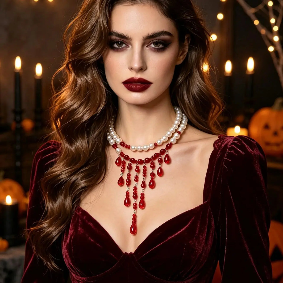 Midnight Drip Beaded Necklace