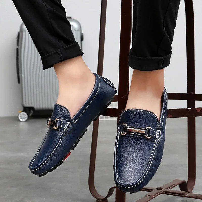 Navy Crest Loafers