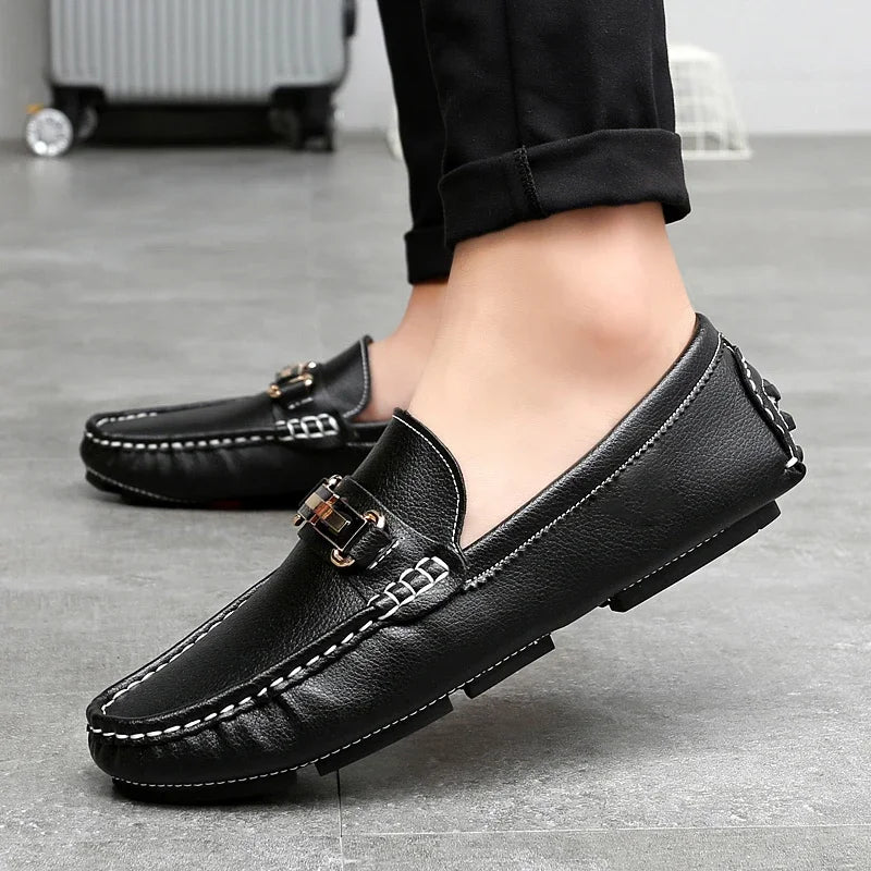 Navy Crest Loafers