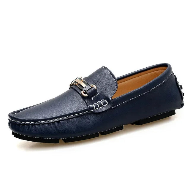 Navy Crest Loafers