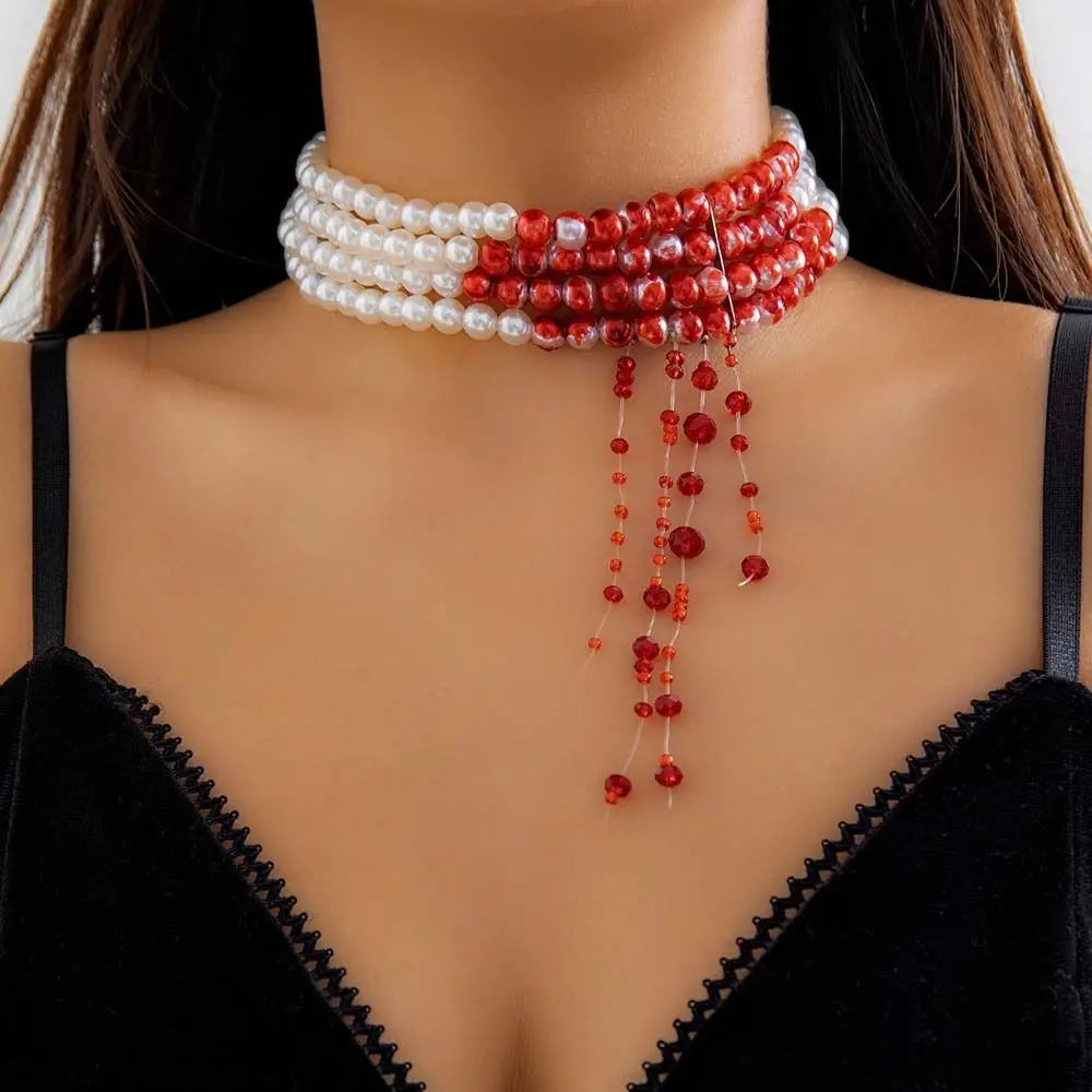 Noir Pearl Drip Choker