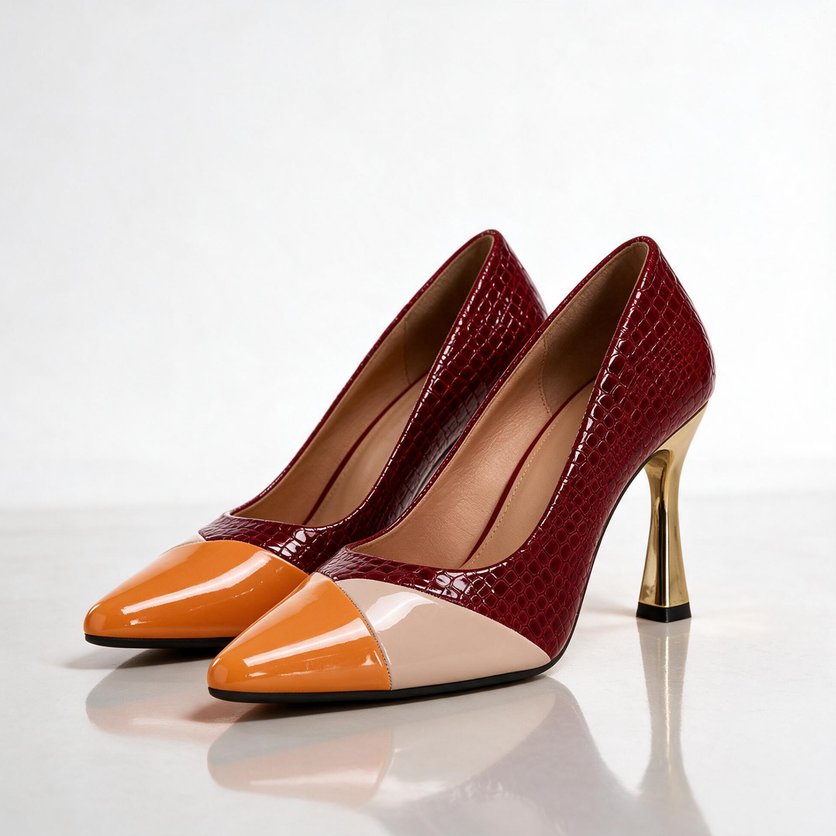 Seville Reptile Gloss Flared Heels