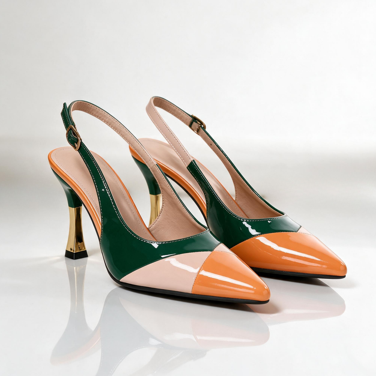 Milano Color-Block Slingback Heels