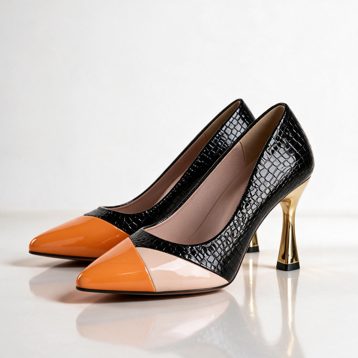 Seville Reptile Gloss Flared Heels