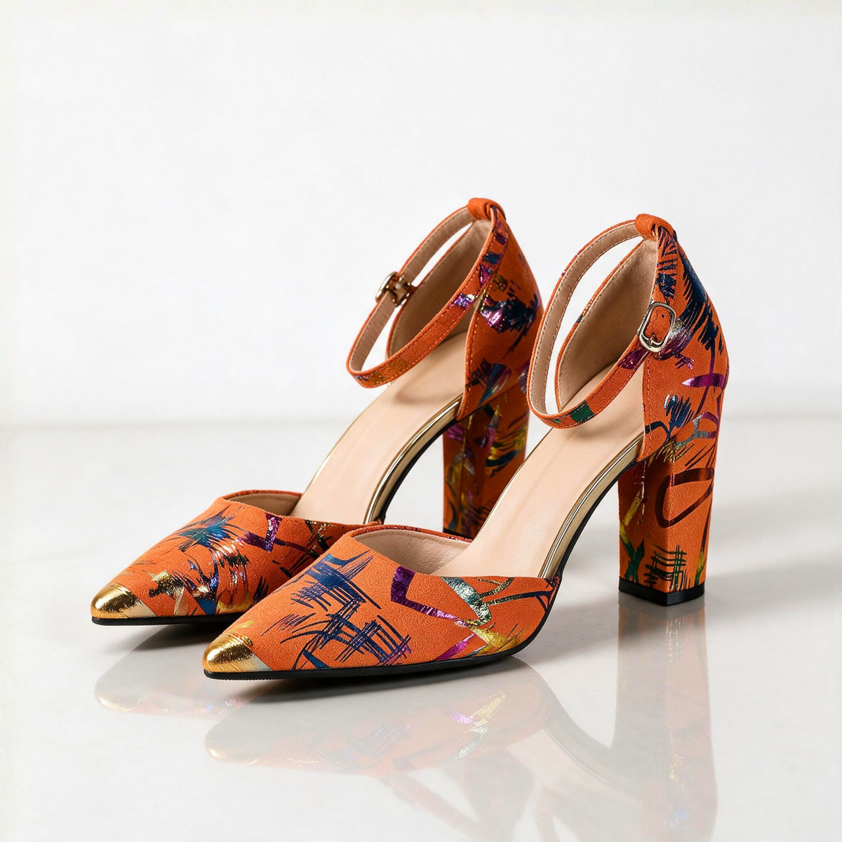 Renaissance Painted Suede Heels
