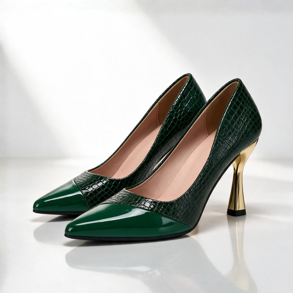 Empress Croc Flared Heels