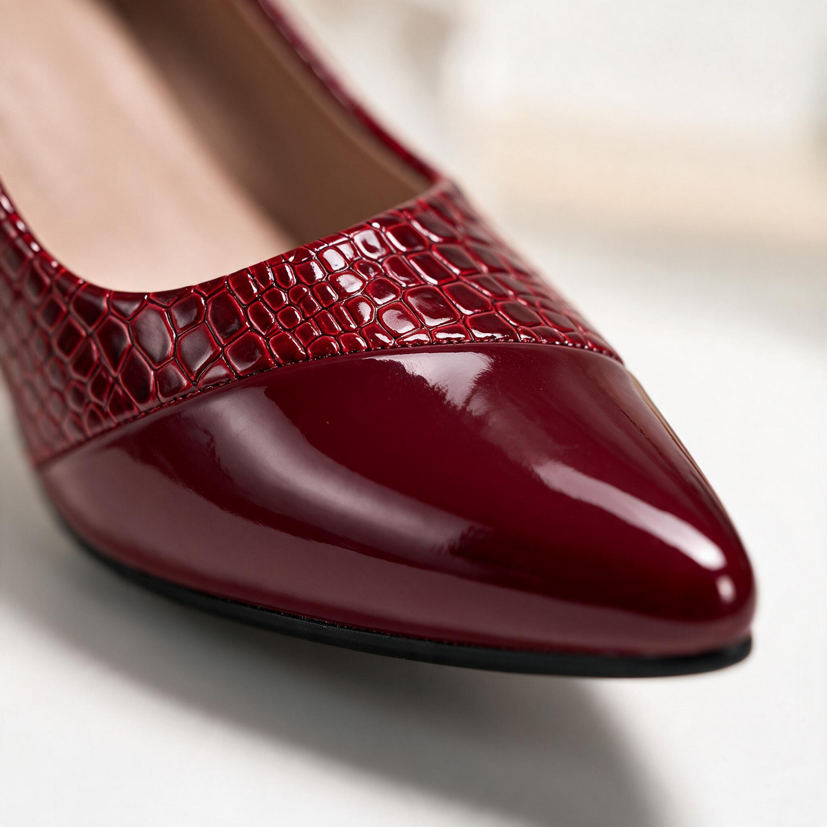 Empress Croc Flared Heels