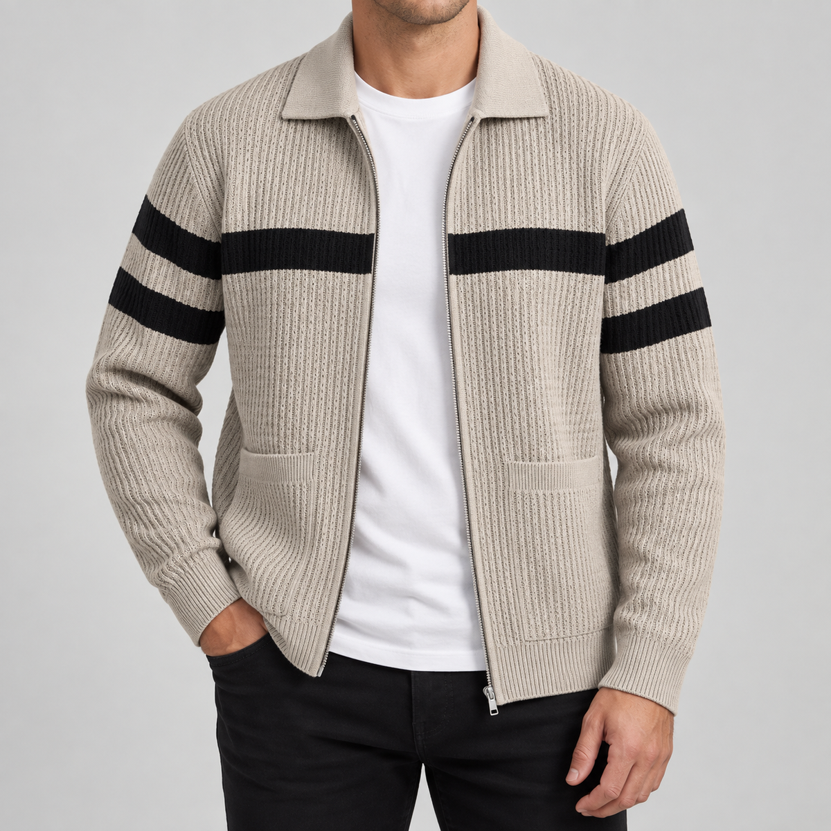 Rowan Striped Zip Cardigan
