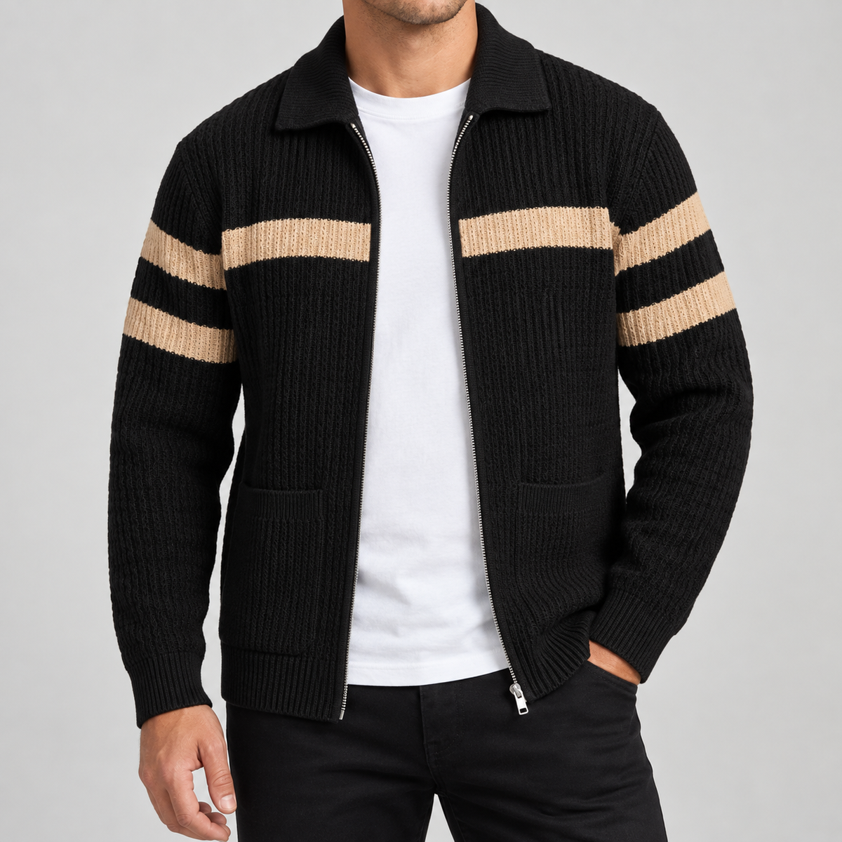 Rowan Striped Zip Cardigan