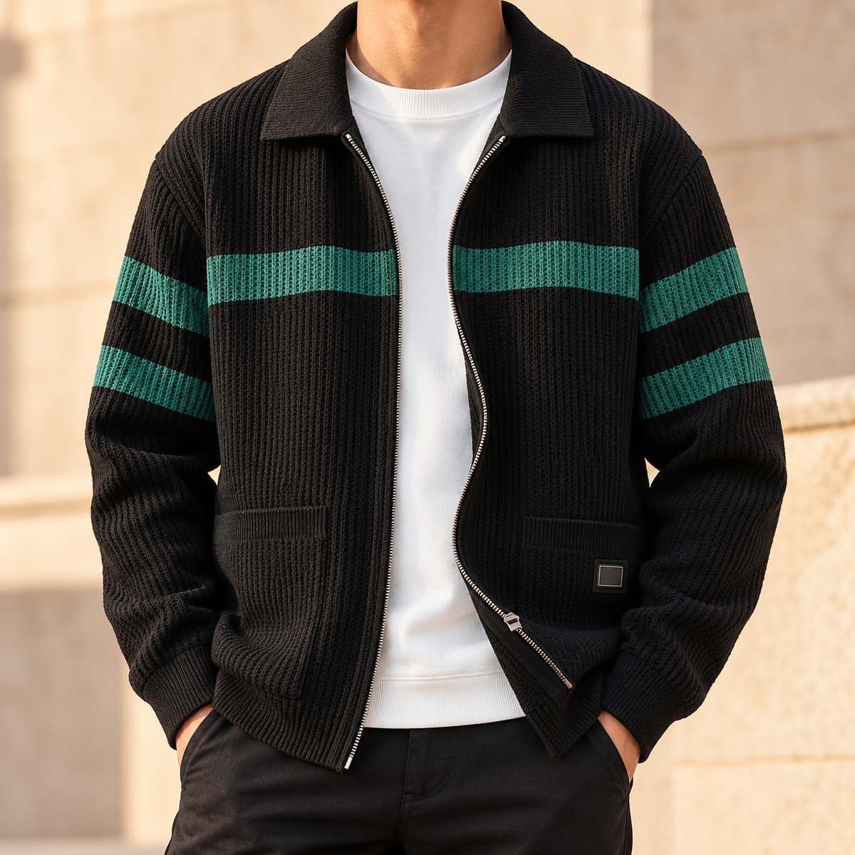 Rowan Striped Zip Cardigan