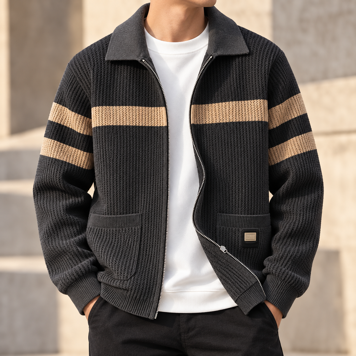 Rowan Striped Zip Cardigan