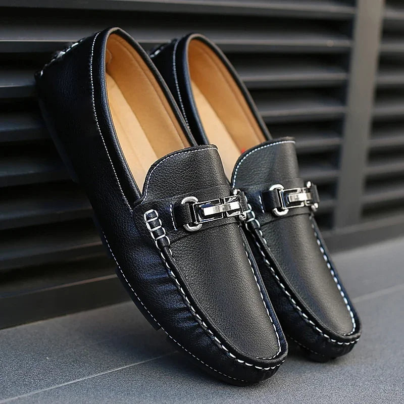Navy Crest Loafers