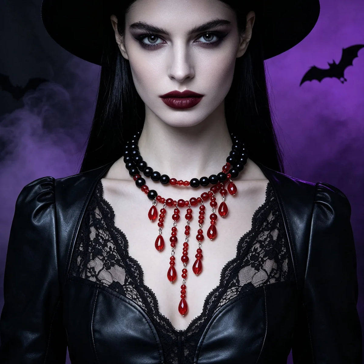 Midnight Drip Beaded Necklace