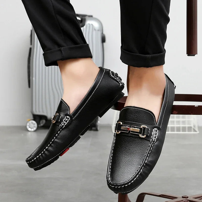 Navy Crest Loafers