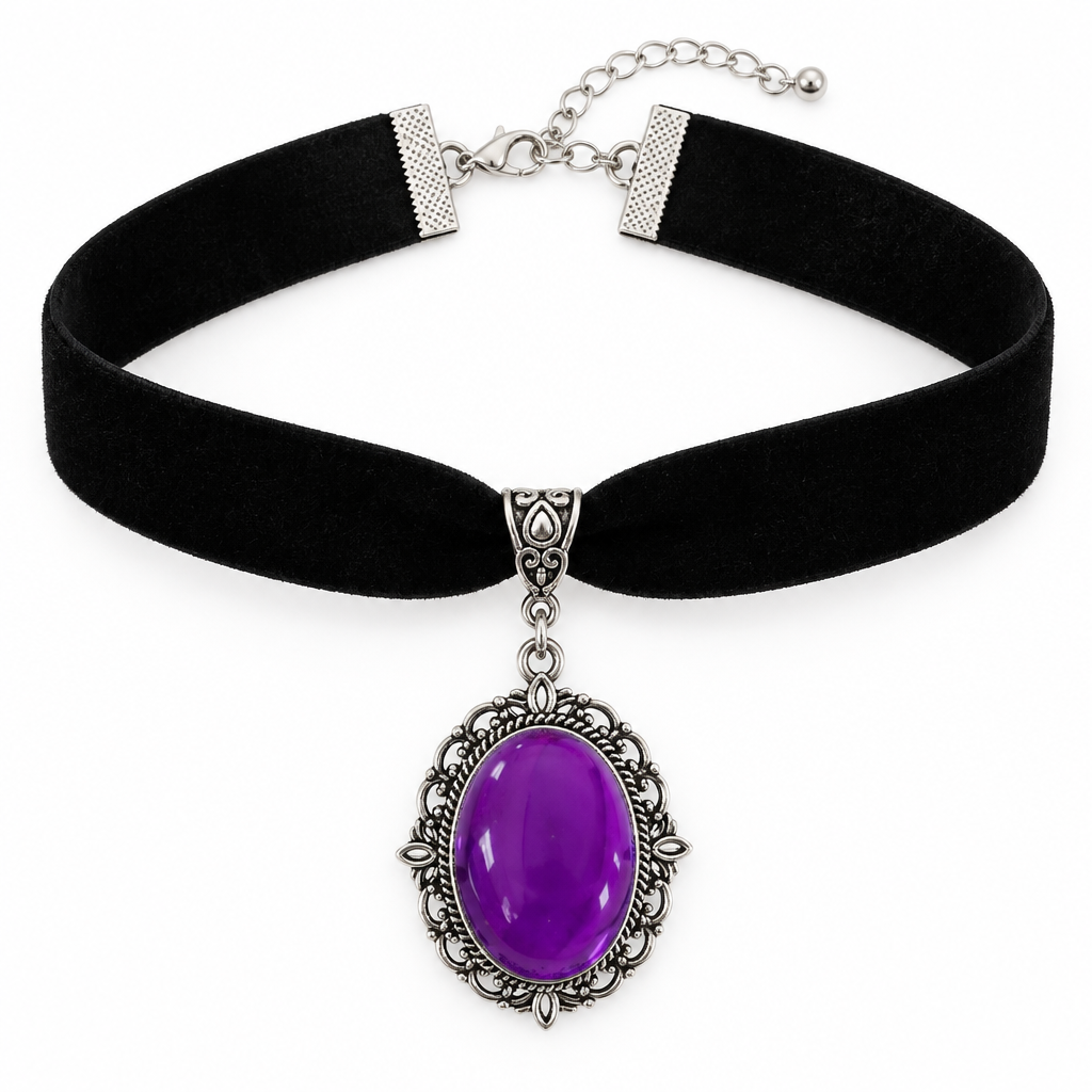 Nocturne Purple Cameo Velvet Choker