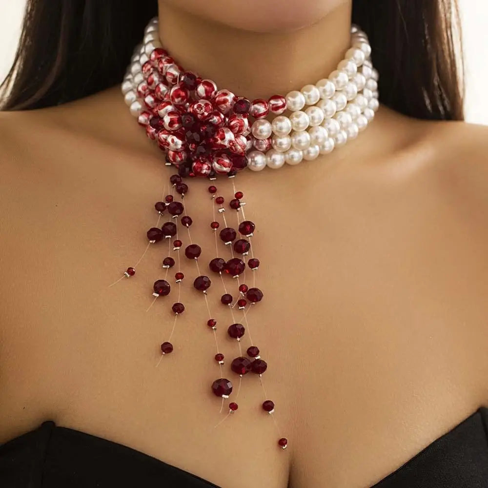 Noir Pearl Drip Choker