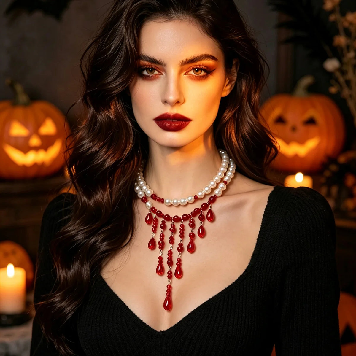 Midnight Drip Beaded Necklace