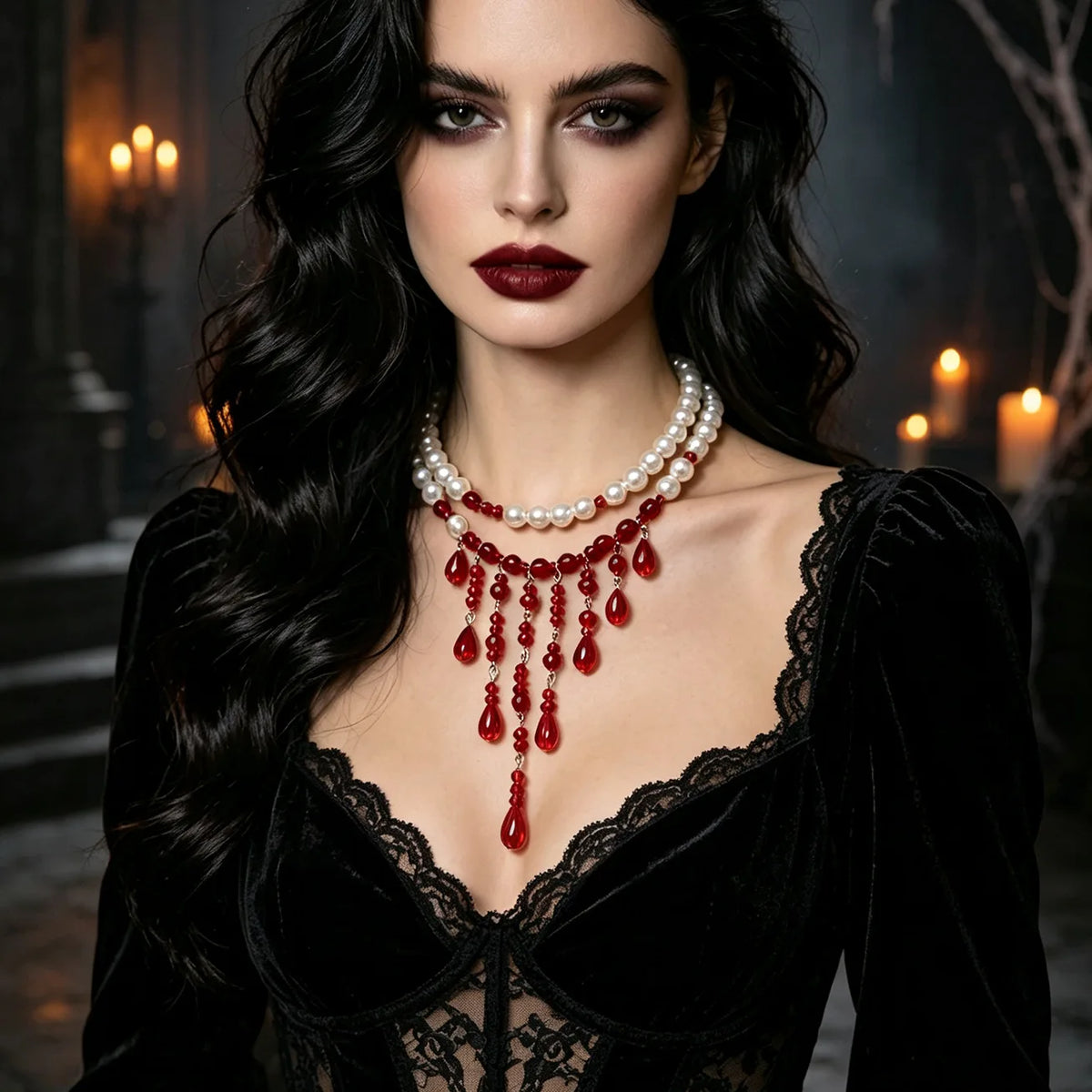 Midnight Drip Beaded Necklace