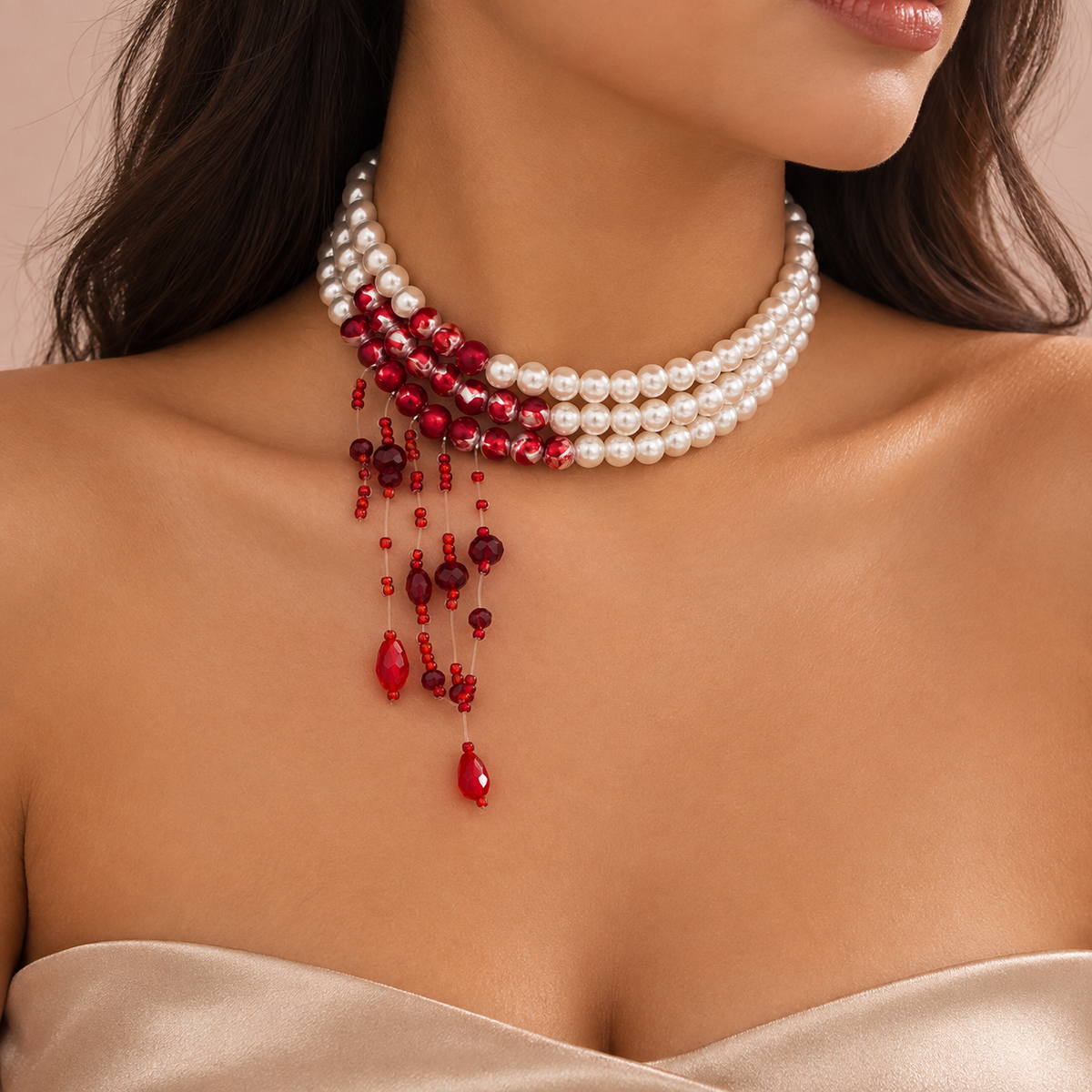 Vampire Pearl & Crimson Necklace